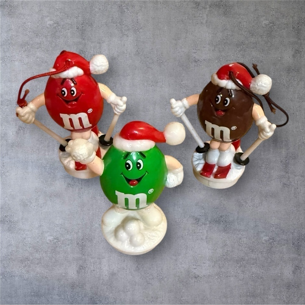 Vintage M&M's Candy Tube Toppers - Christmas Ornaments - 1990’s